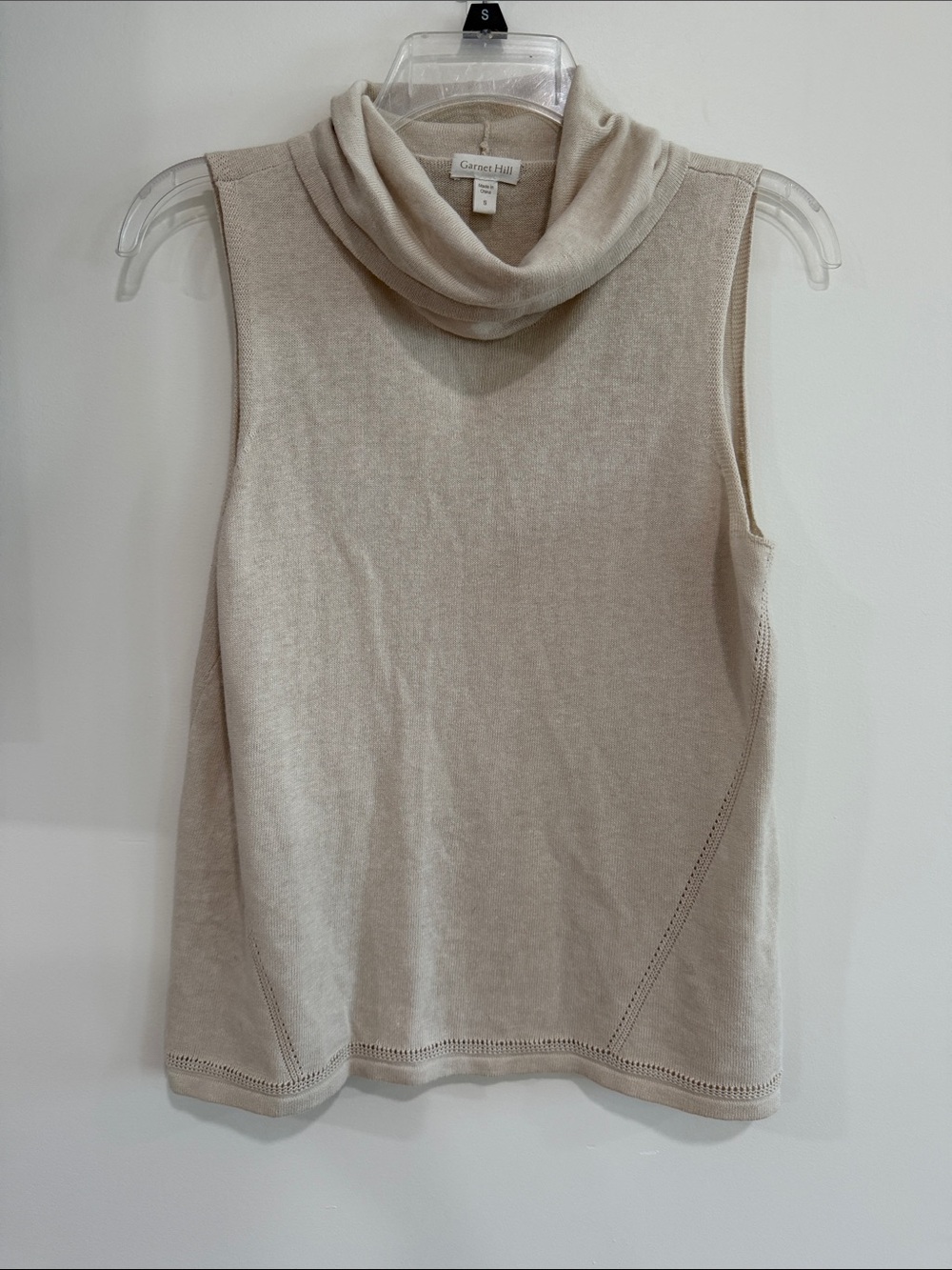 Garnet Hill Sleeveless Cowl Neck Sweater - Light Beige
